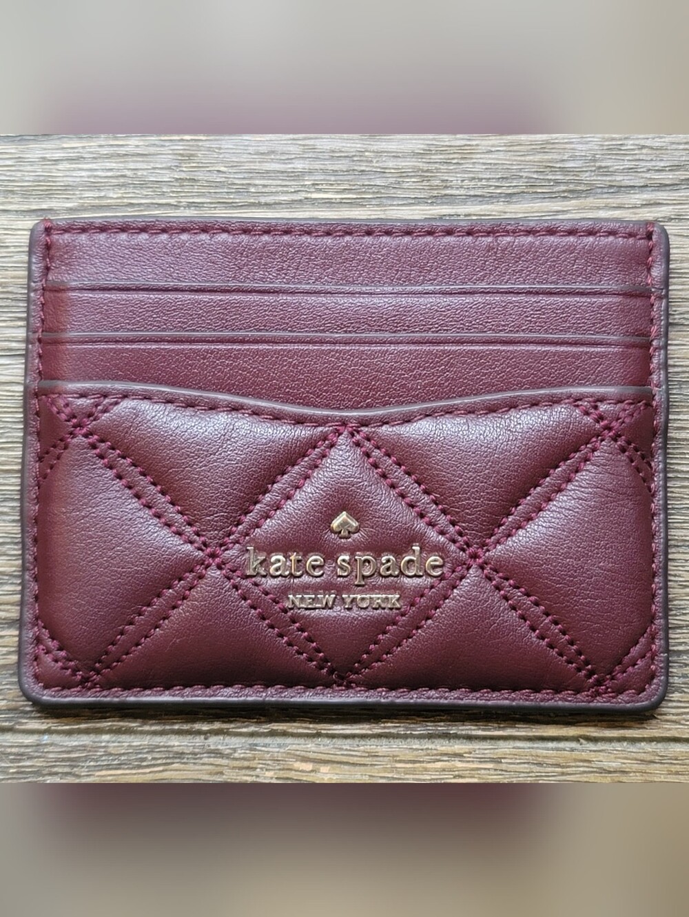 kate spade Quilted Burgandy Card Holder